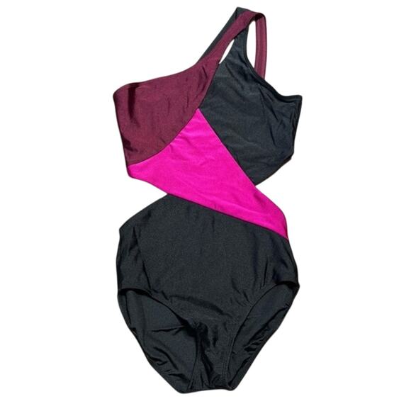 Double Platinum Maroon Black tank leotard adult medium AM NWT dance dancewear - Picture 3 of 6